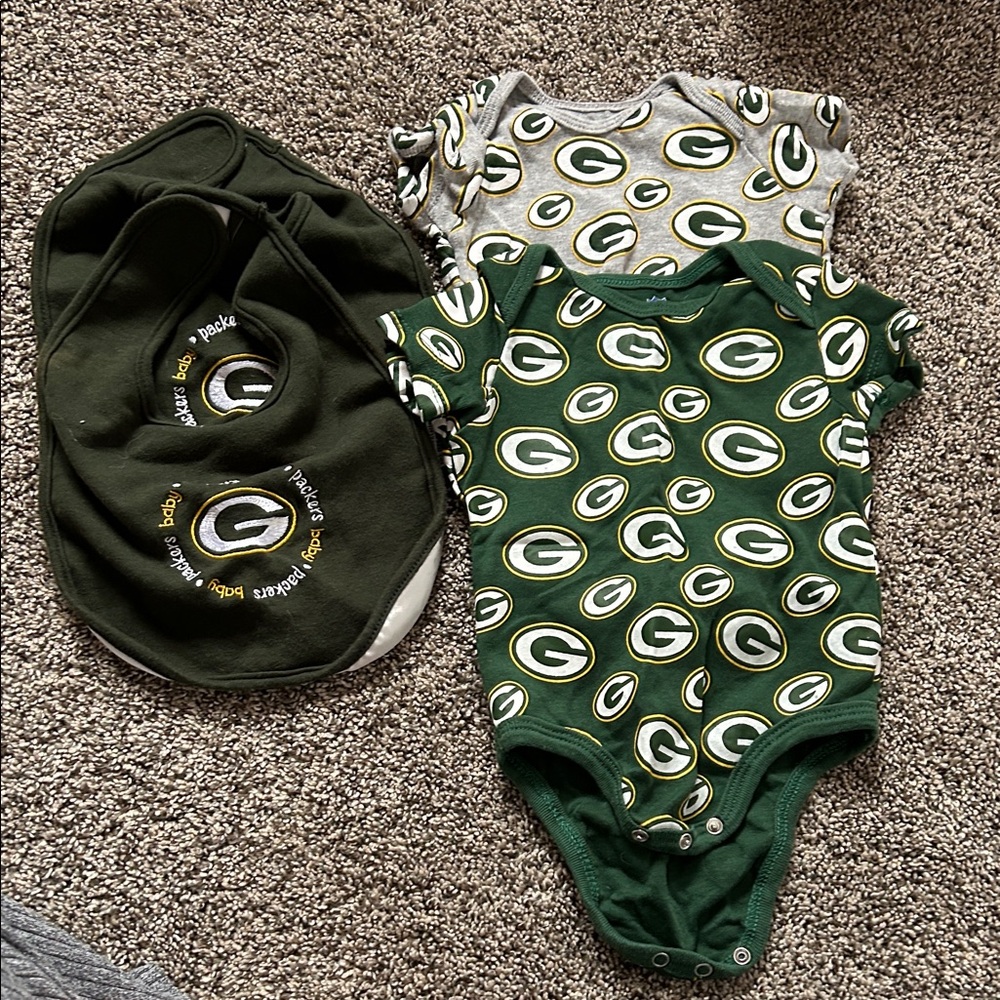 NFL Green Bay Packers Baby Bodysuit Set - Green and Gray